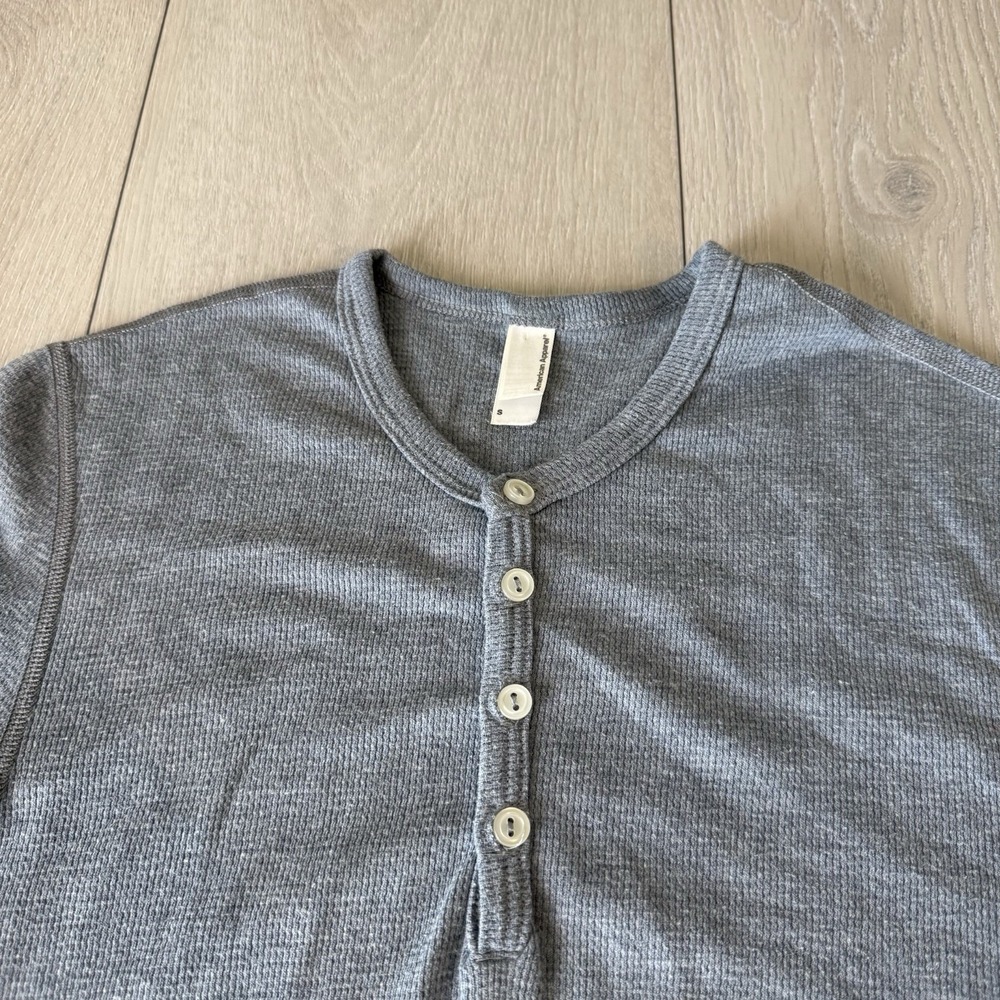 American Apparel Dexter Kill Shirt Size Mens S Small Grey Thermal Henley USA